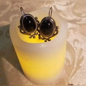 Vintage Sterling & Onyx Earrings